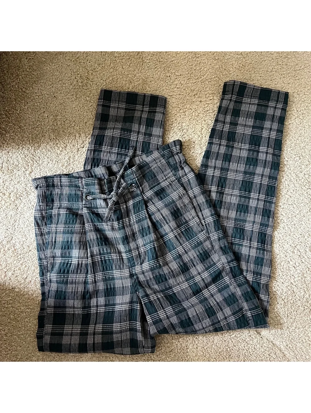 Free People Plaid Drawstring Pants Size 0